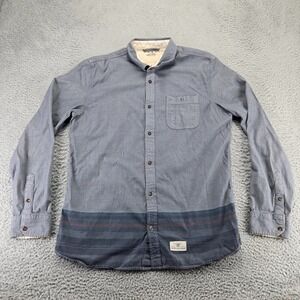 VANS Shirt Mens‎ XL Gray Aztec Striped Button Up Long Sleeve Pocket Skater